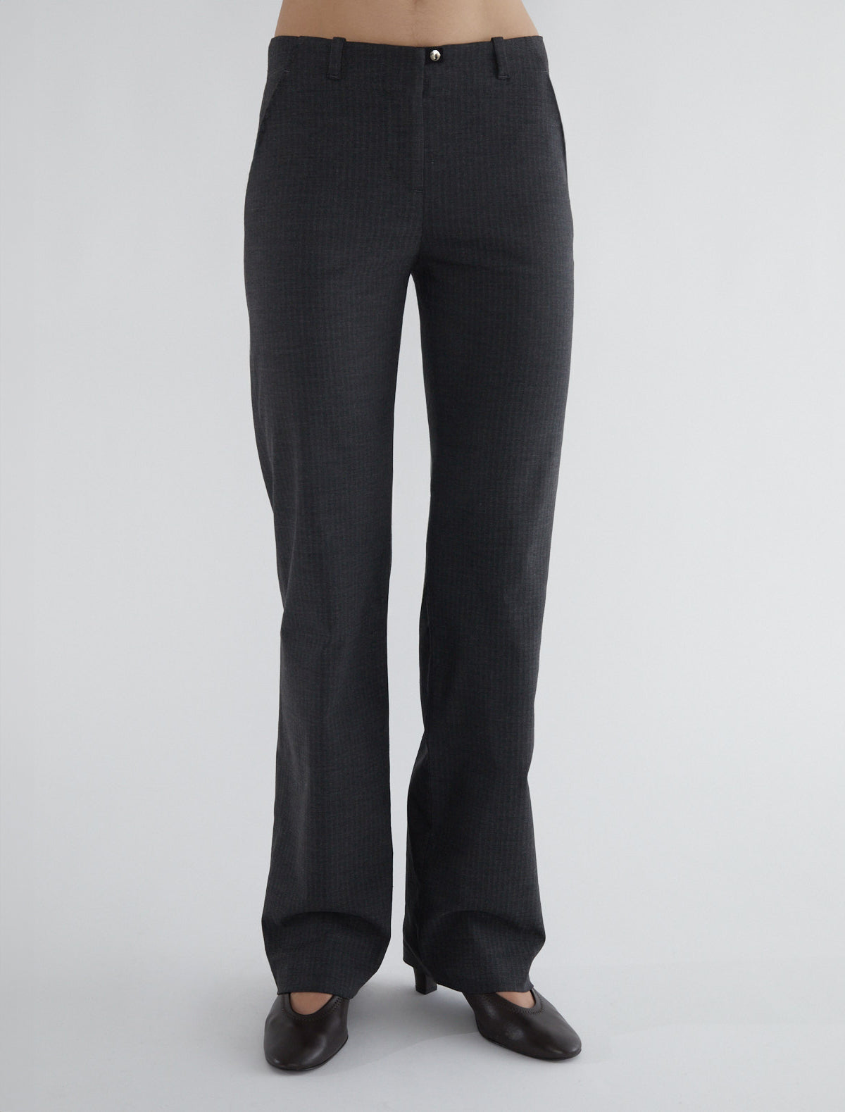 Sil suit fabric straight pants grey