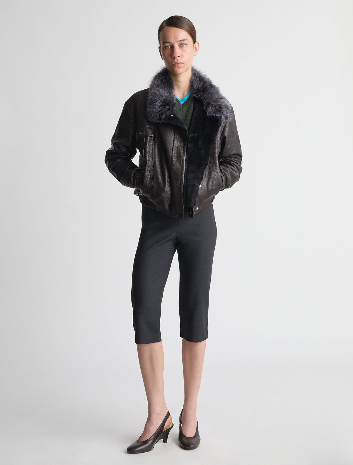 Tinas capri suit pants tailored fit darkgrey
