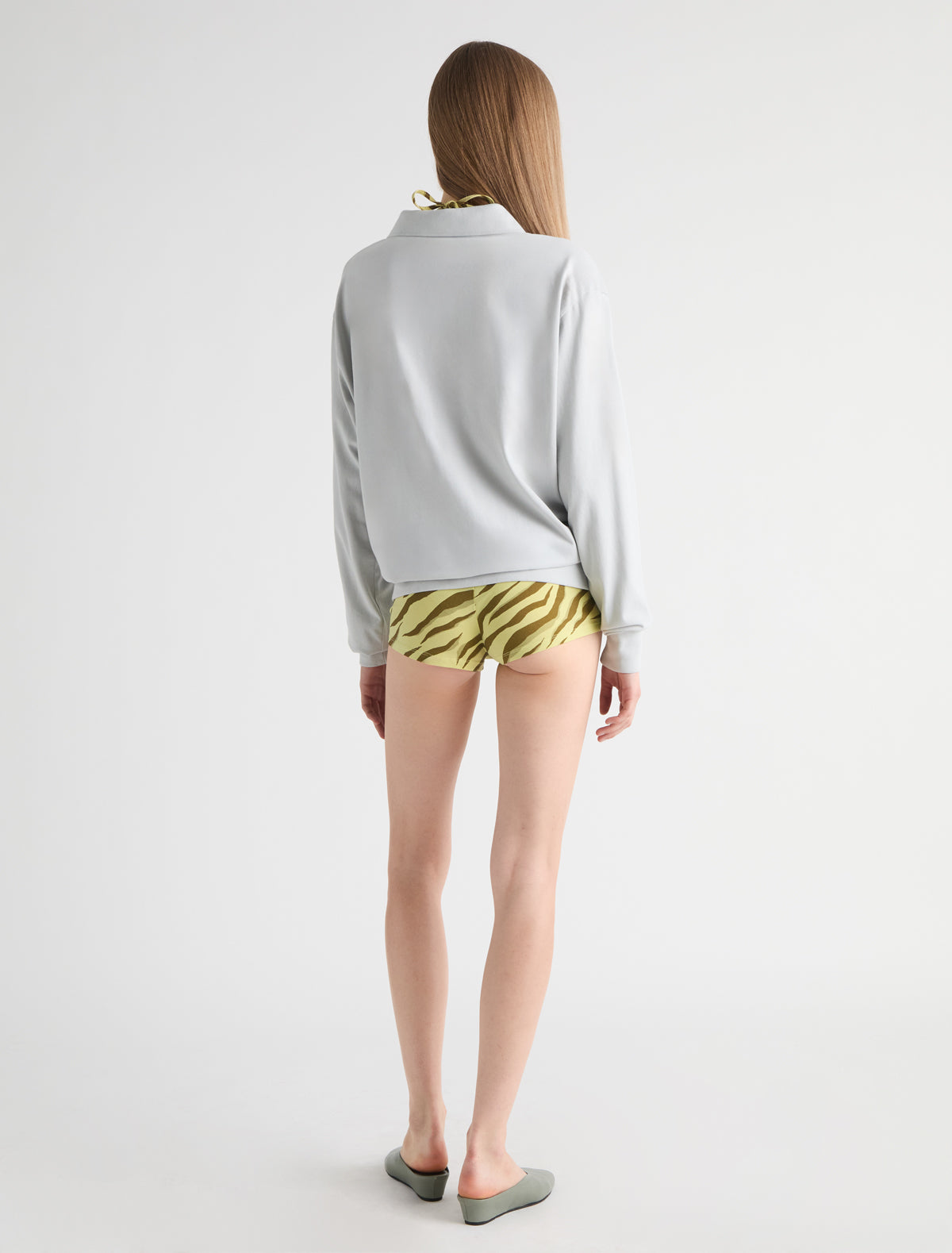 Dio stretchy cotton mini shorts printed motifs yellow