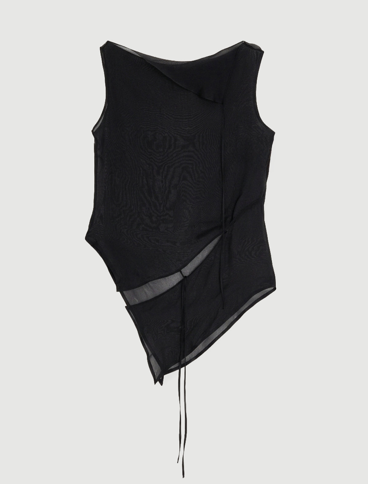 Sato sleeveless asymmetric top ribbons black