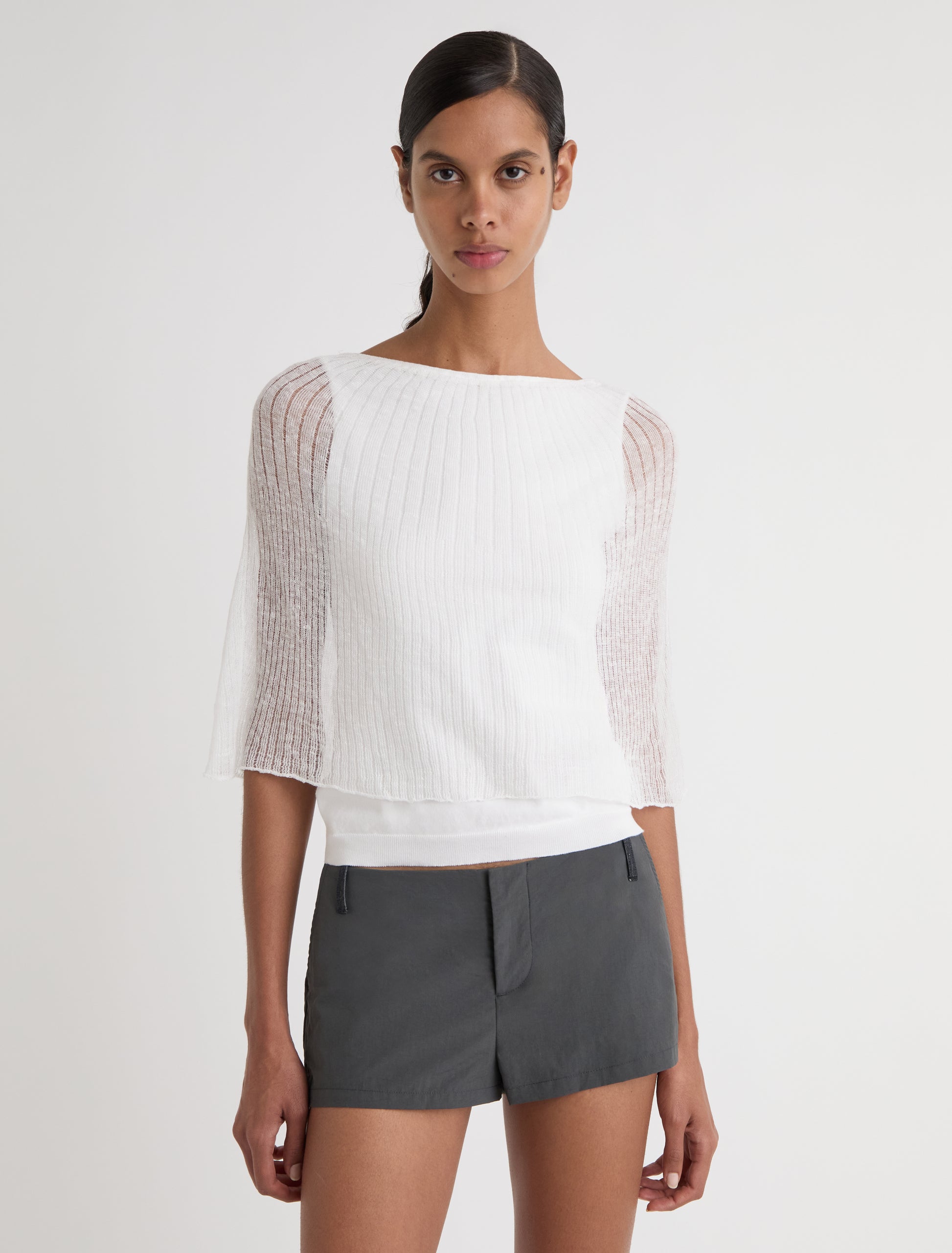 Masip low rise nylon shorts side pockets denim details