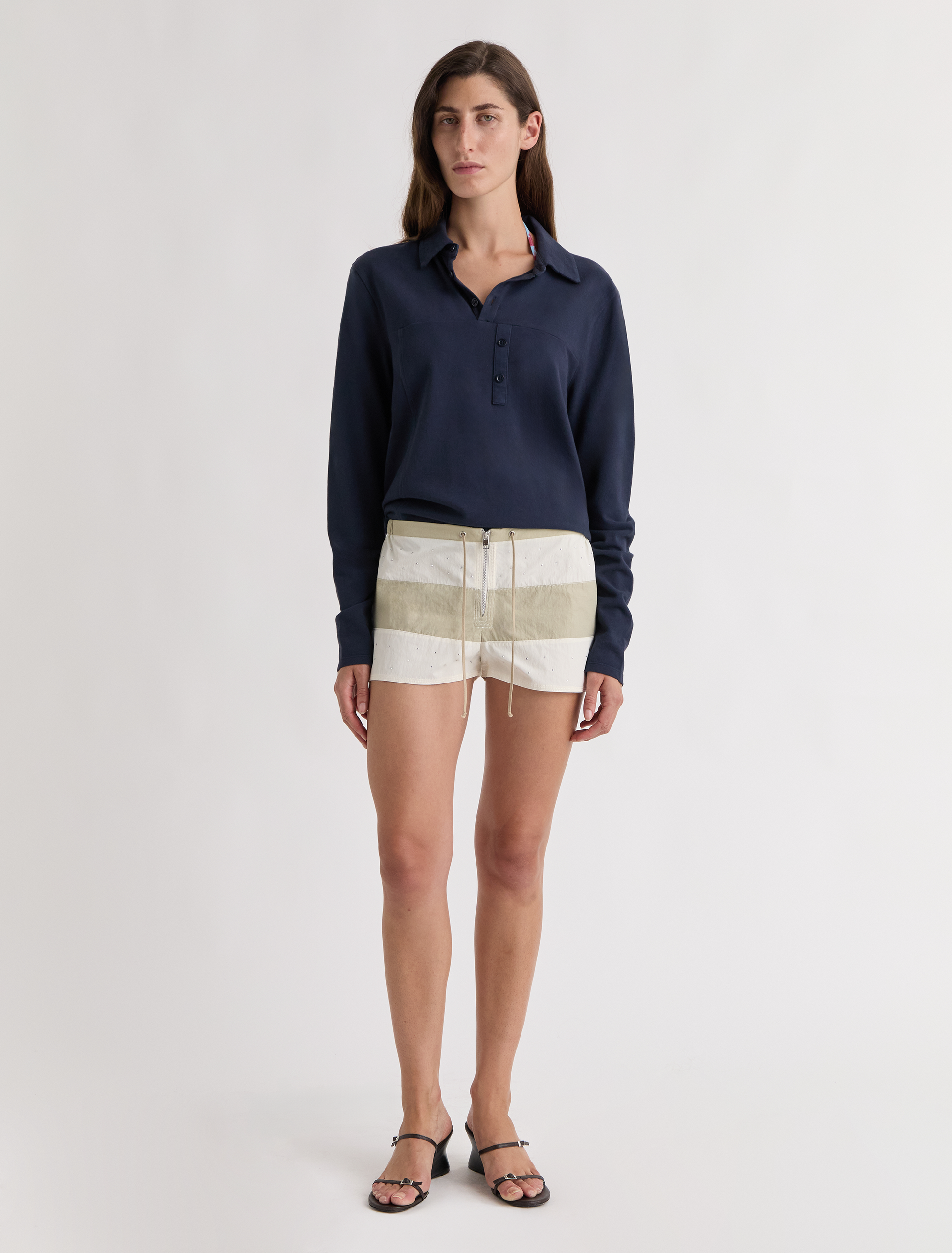 Zurriola short two tone nylon shorts strass detail