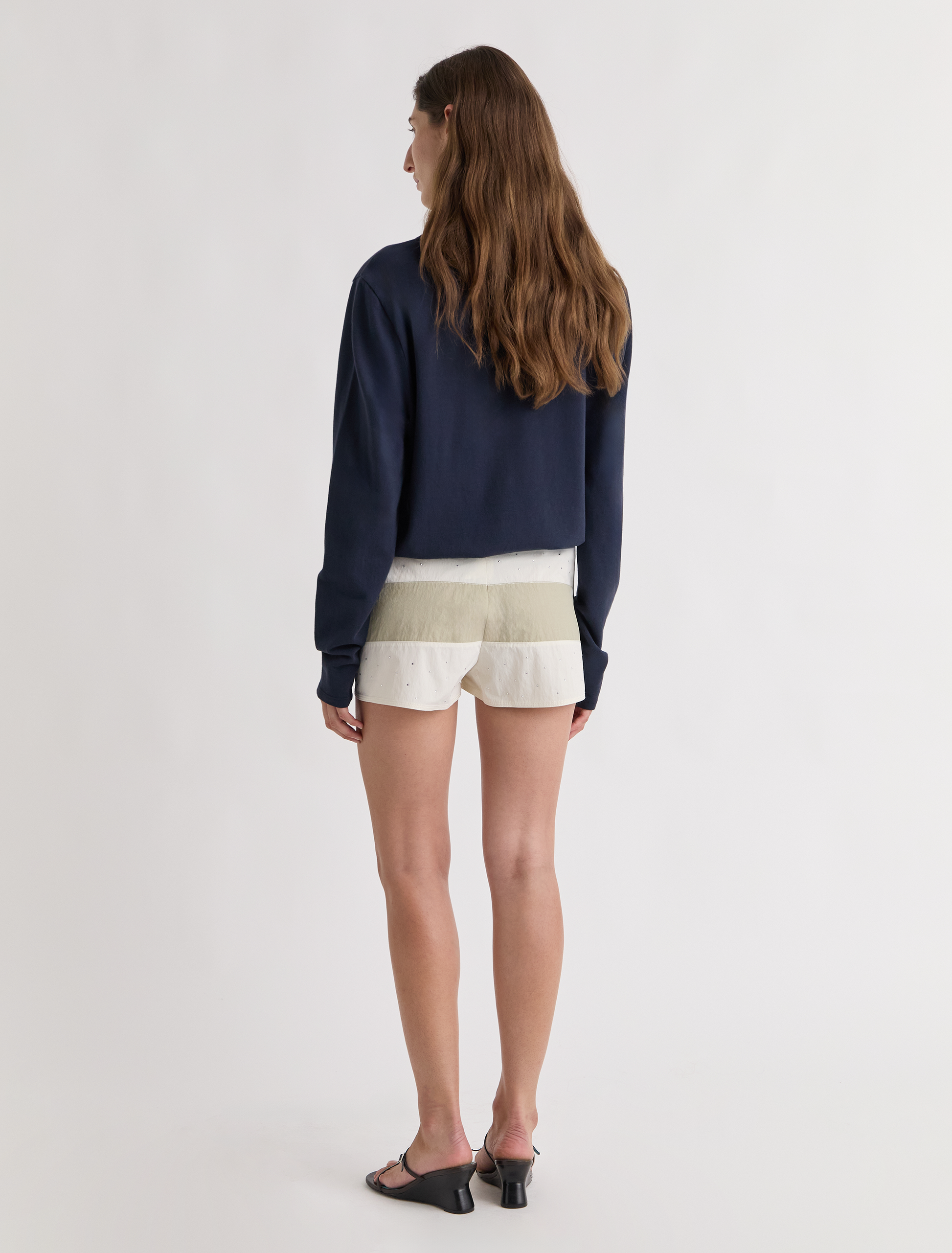 Zurriola short two tone nylon shorts strass detail