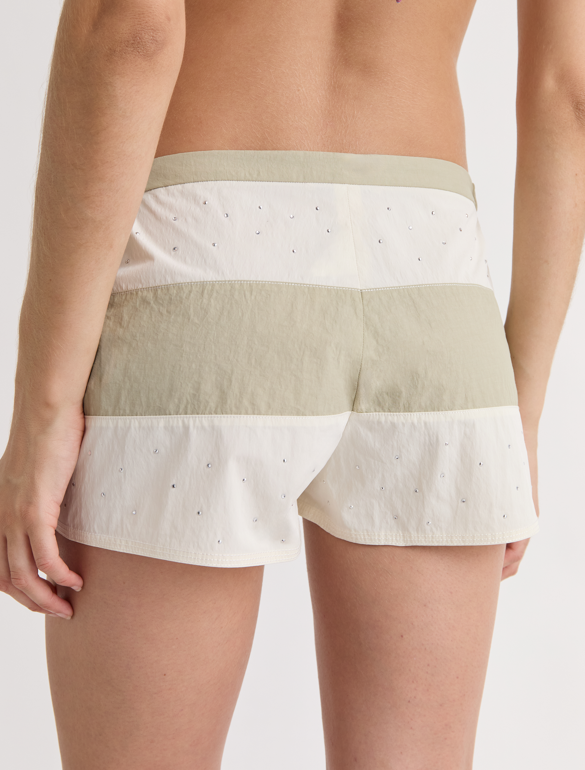 Zurriola short two tone nylon shorts strass detail