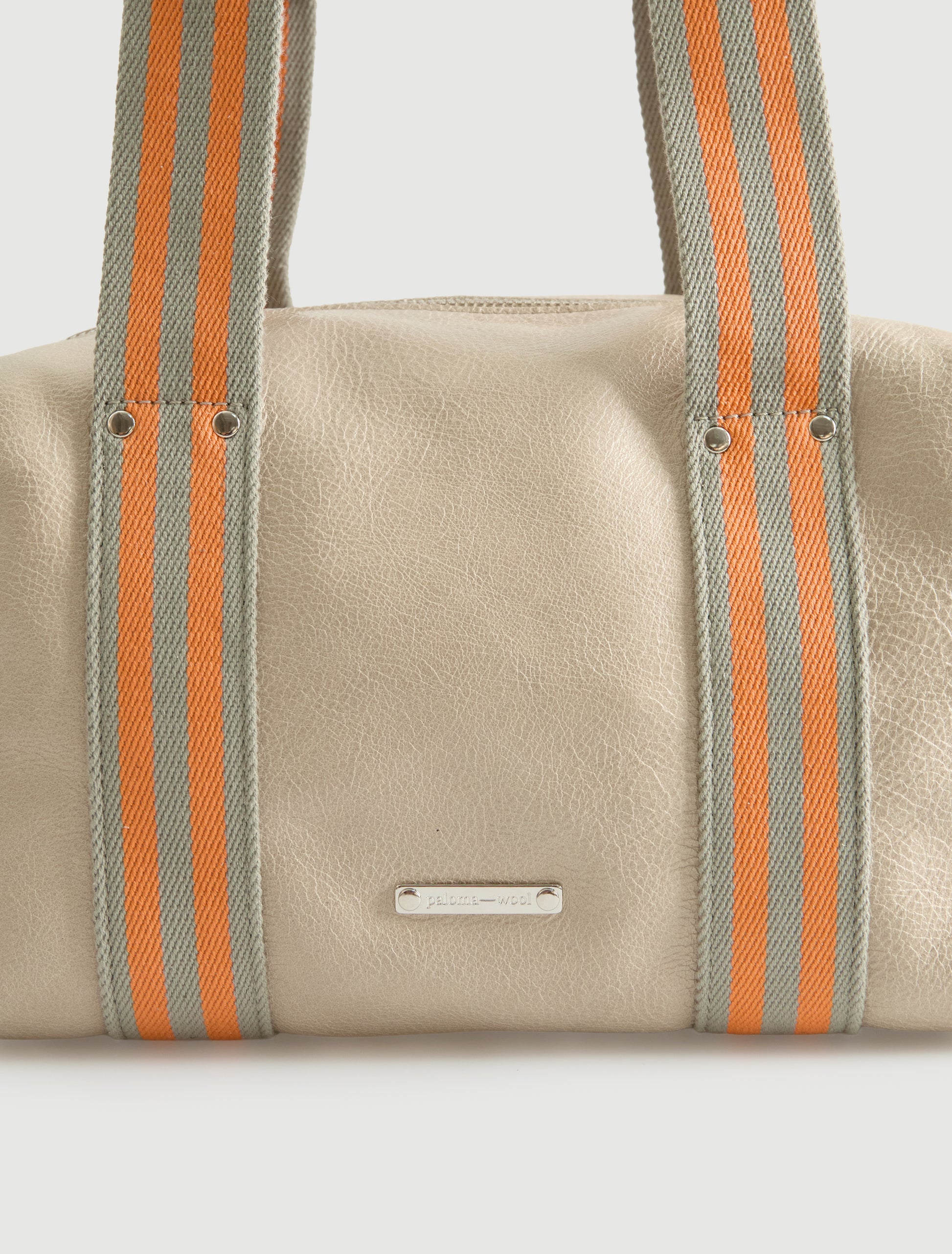 Small eira bag leather shoulder bag contrasting woven handles ecru
