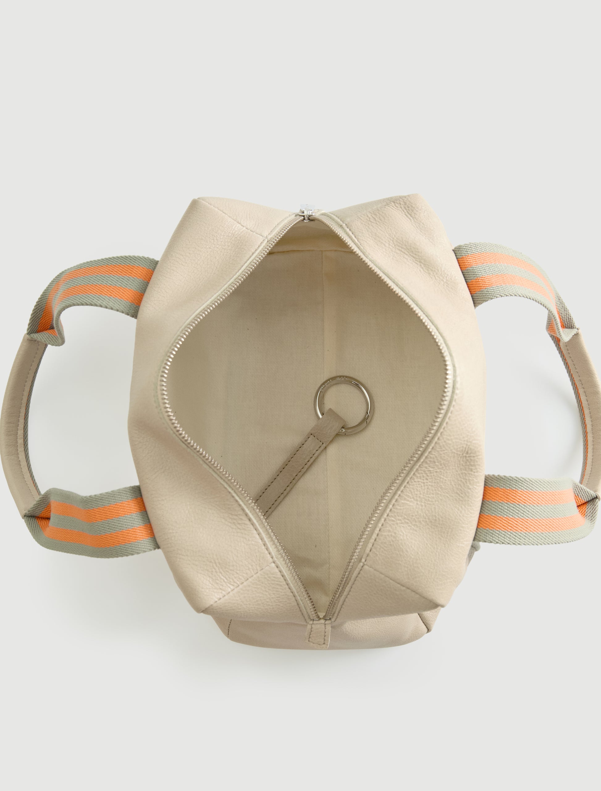 Small eira bag leather shoulder bag contrasting woven handles ecru