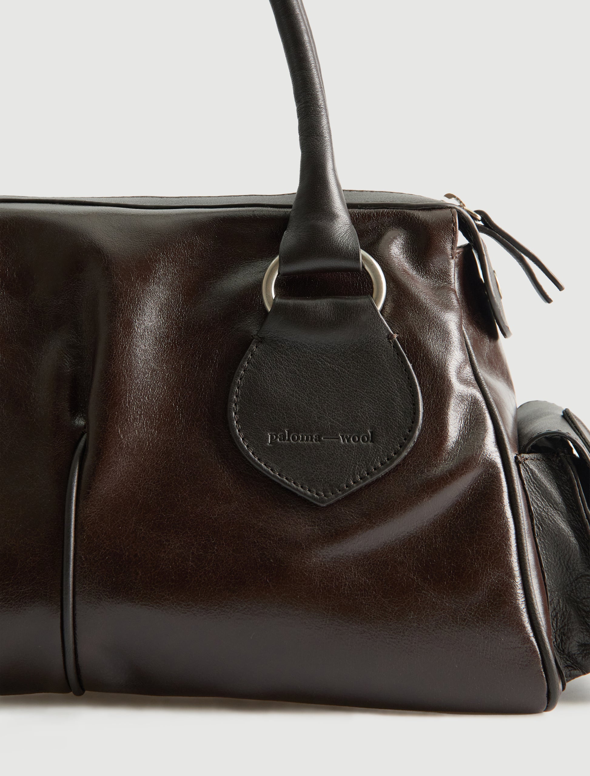 Tilda bowling style leather bag double handles brown