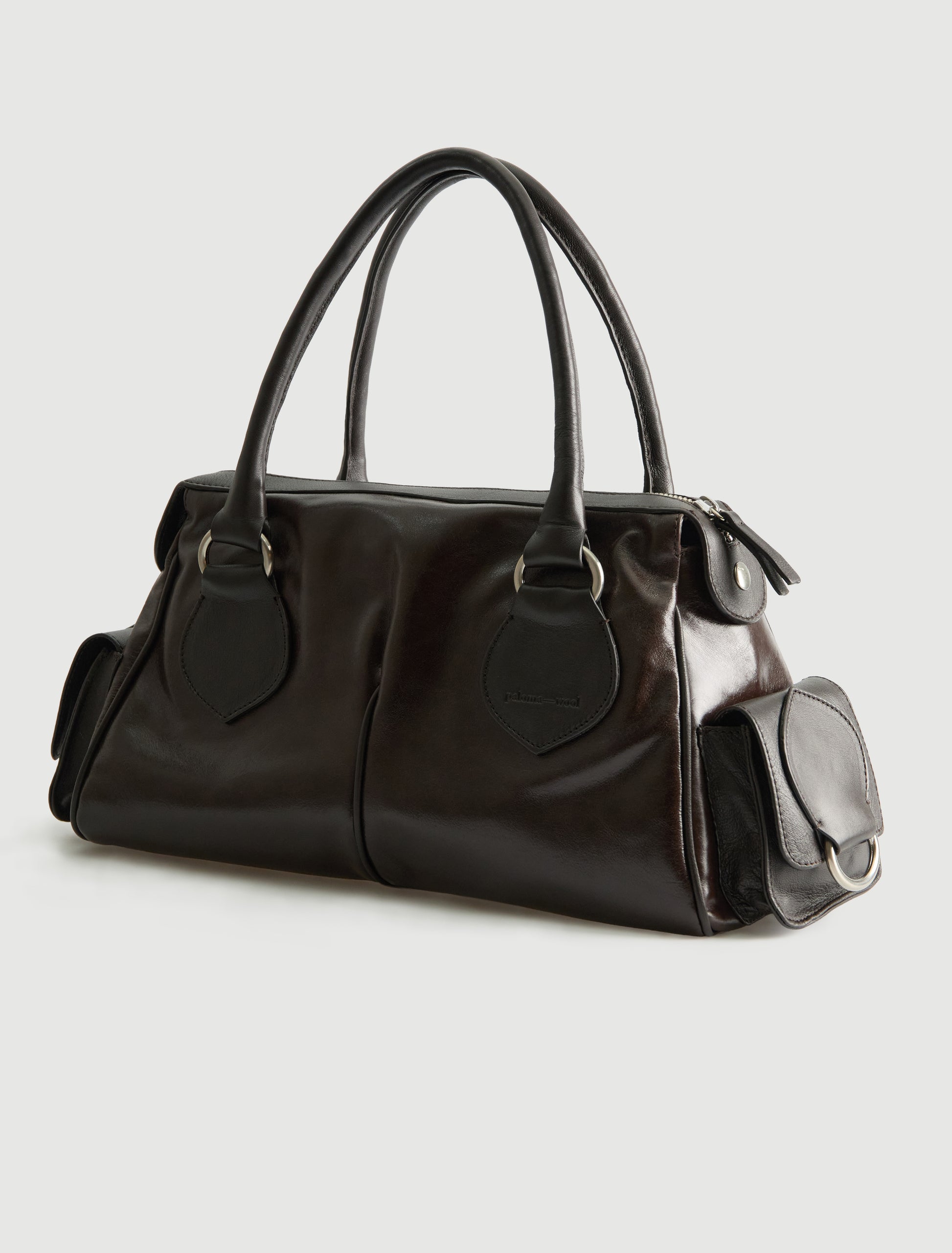 Tilda bowling style leather bag double handles brown
