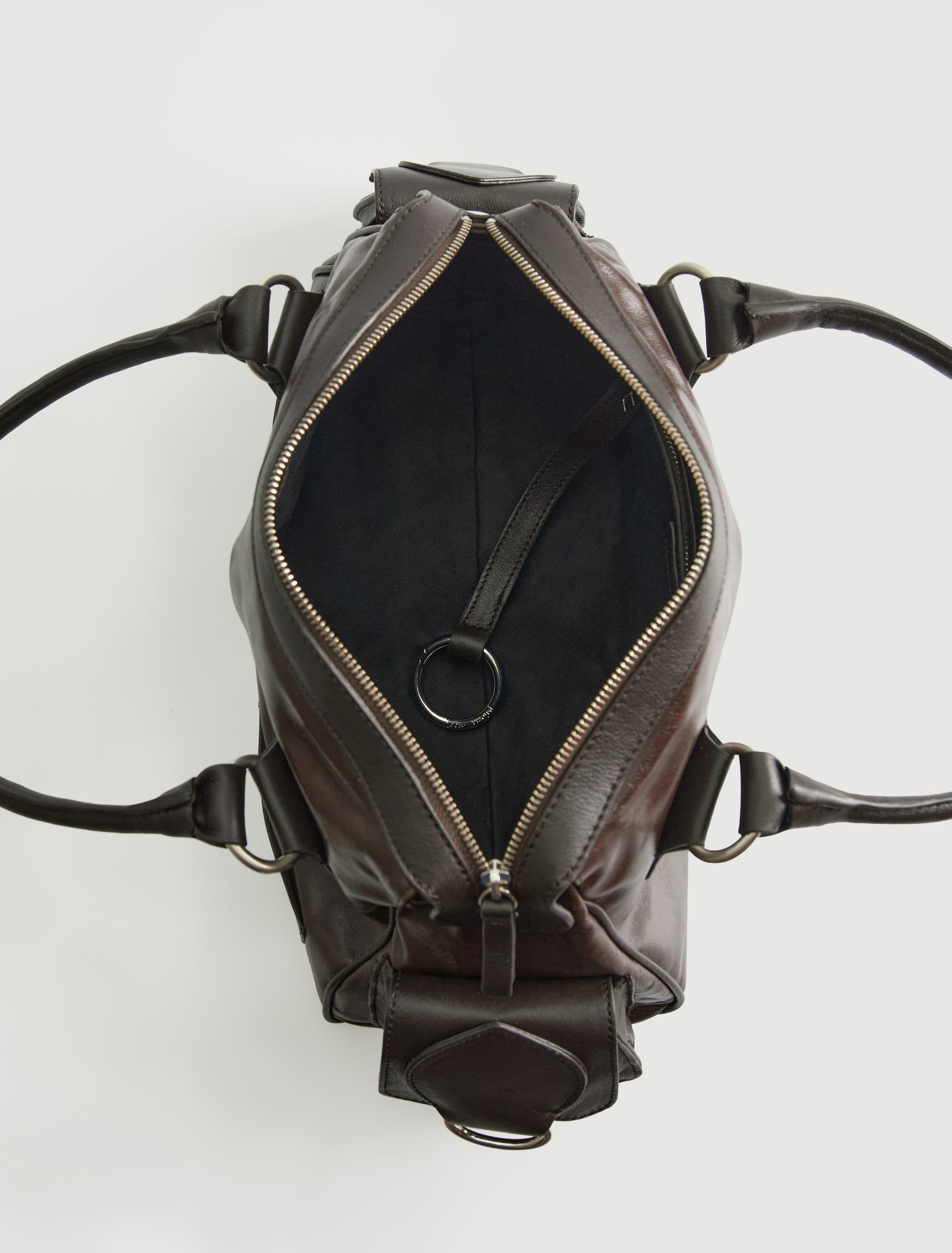 Tilda bowling style leather bag double handles brown