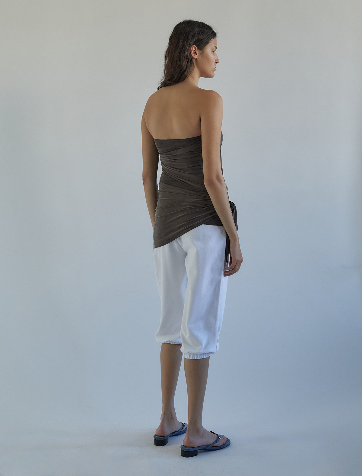 Buho cupro bandeau top long ties wrap around brown