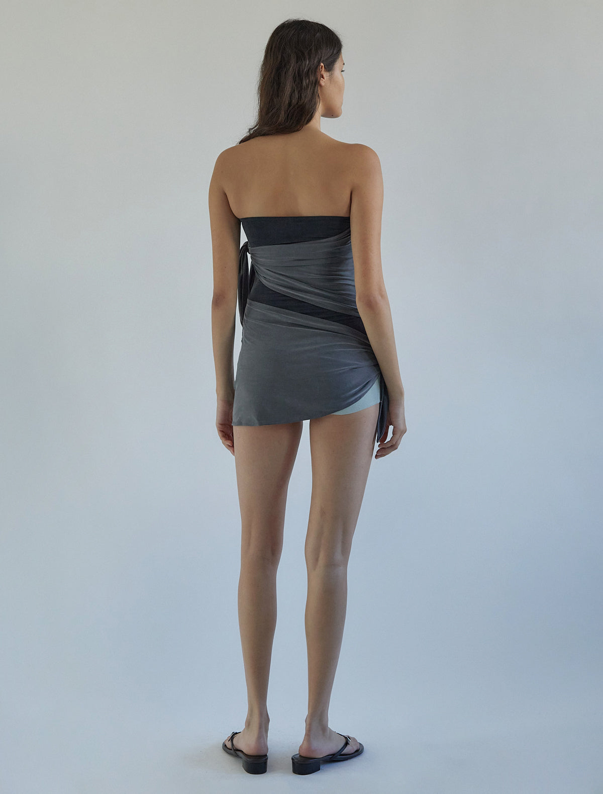 Buho cupro bandeau top long ties wrap around black