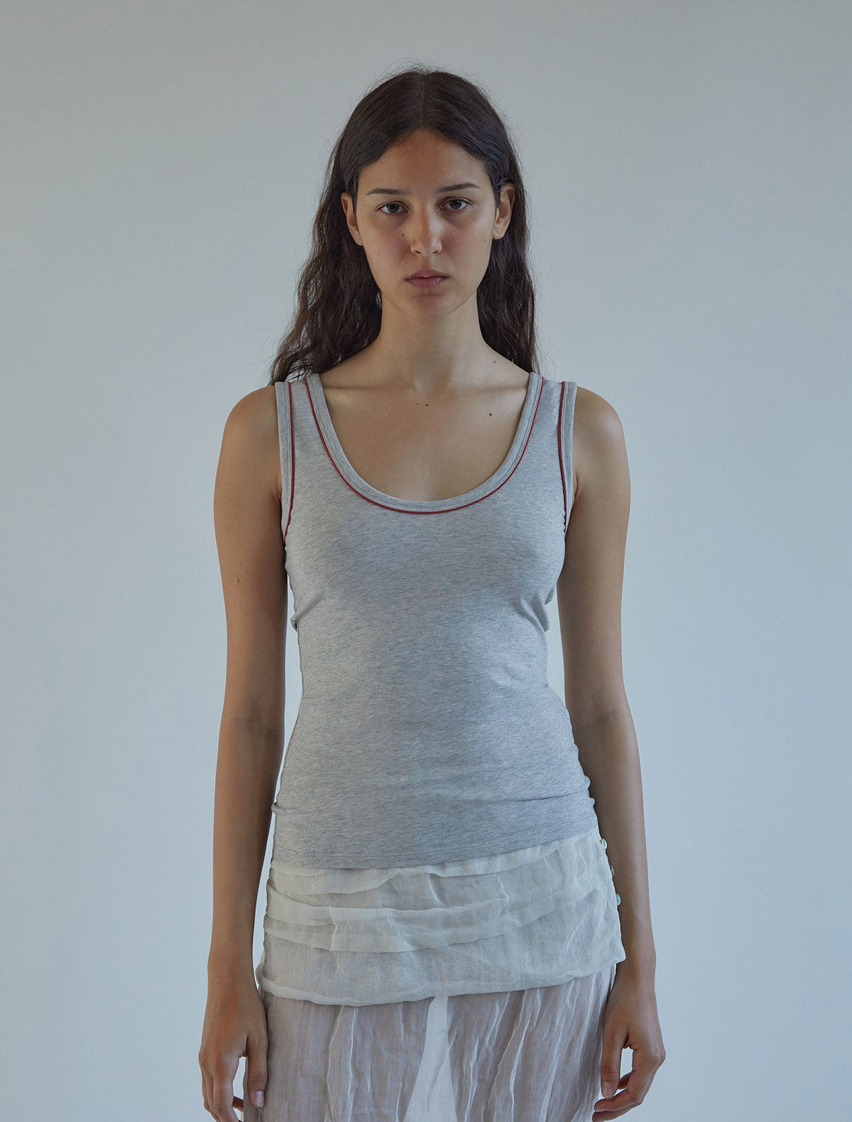 Nadal fitted tank top contrast trim neckline armholes cotton