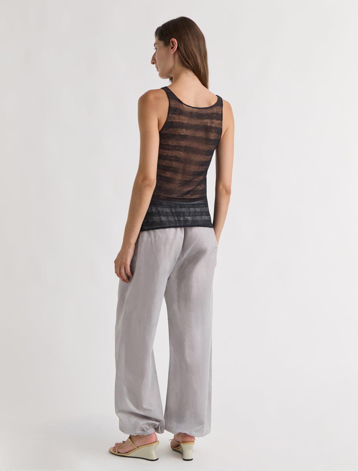 Dino striped effect knitted top black
