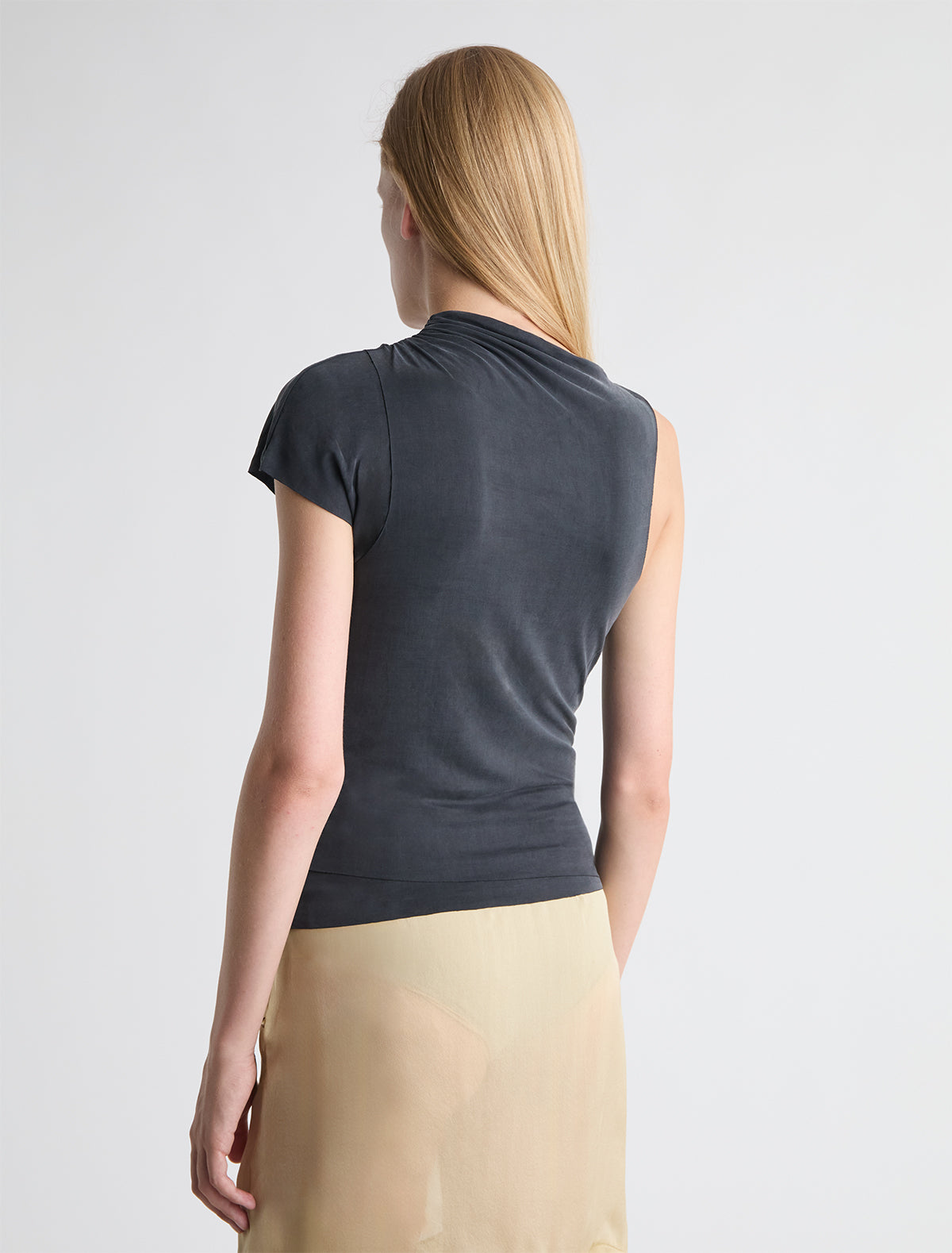 Elvira asymmetric cupro top black