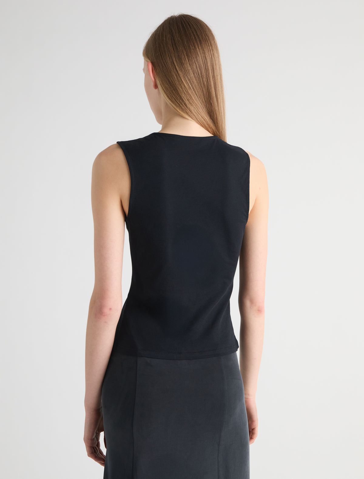 Manir sleeveless top chest patch eyelet adjustable strap black
