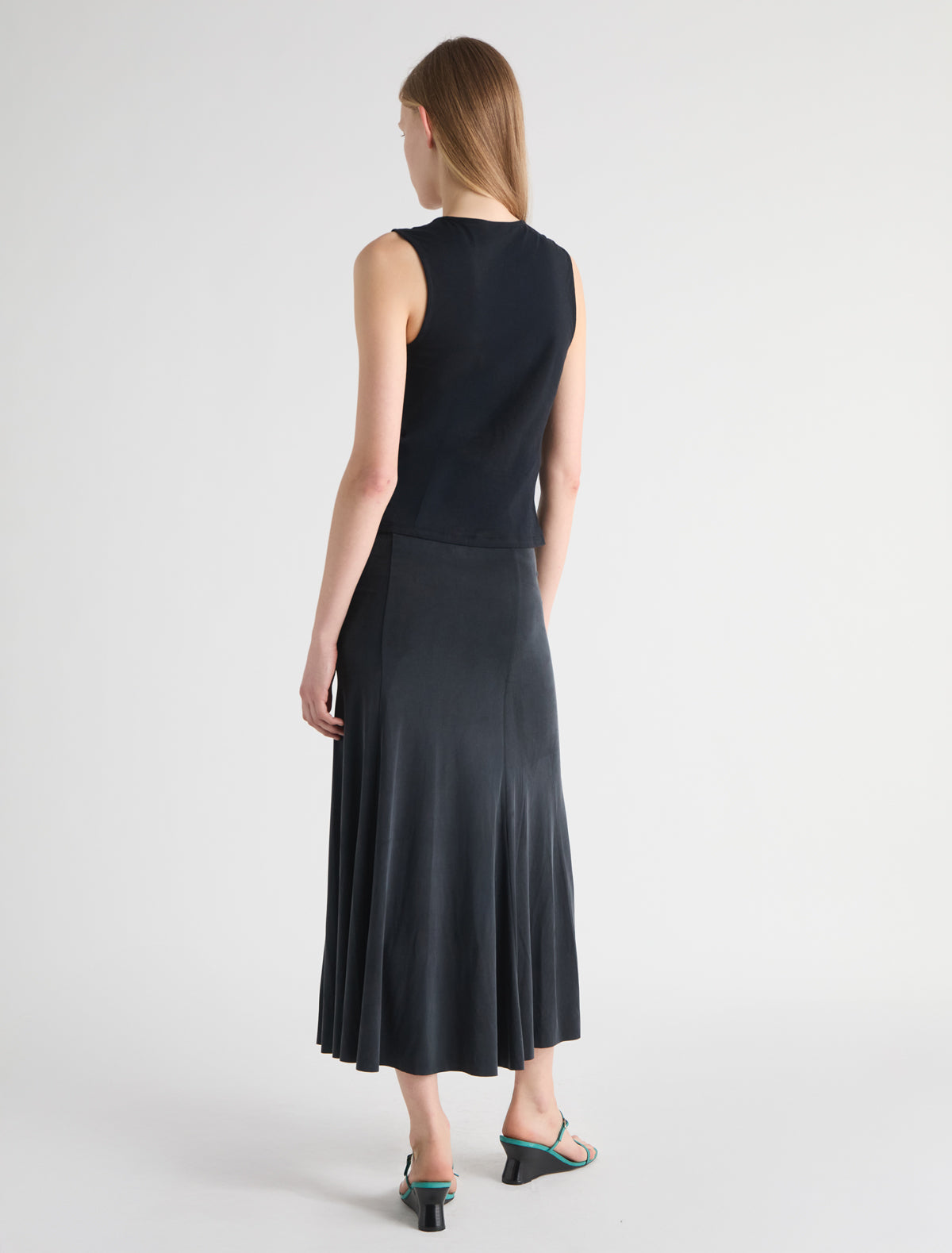 Manir sleeveless top chest patch eyelet adjustable strap black