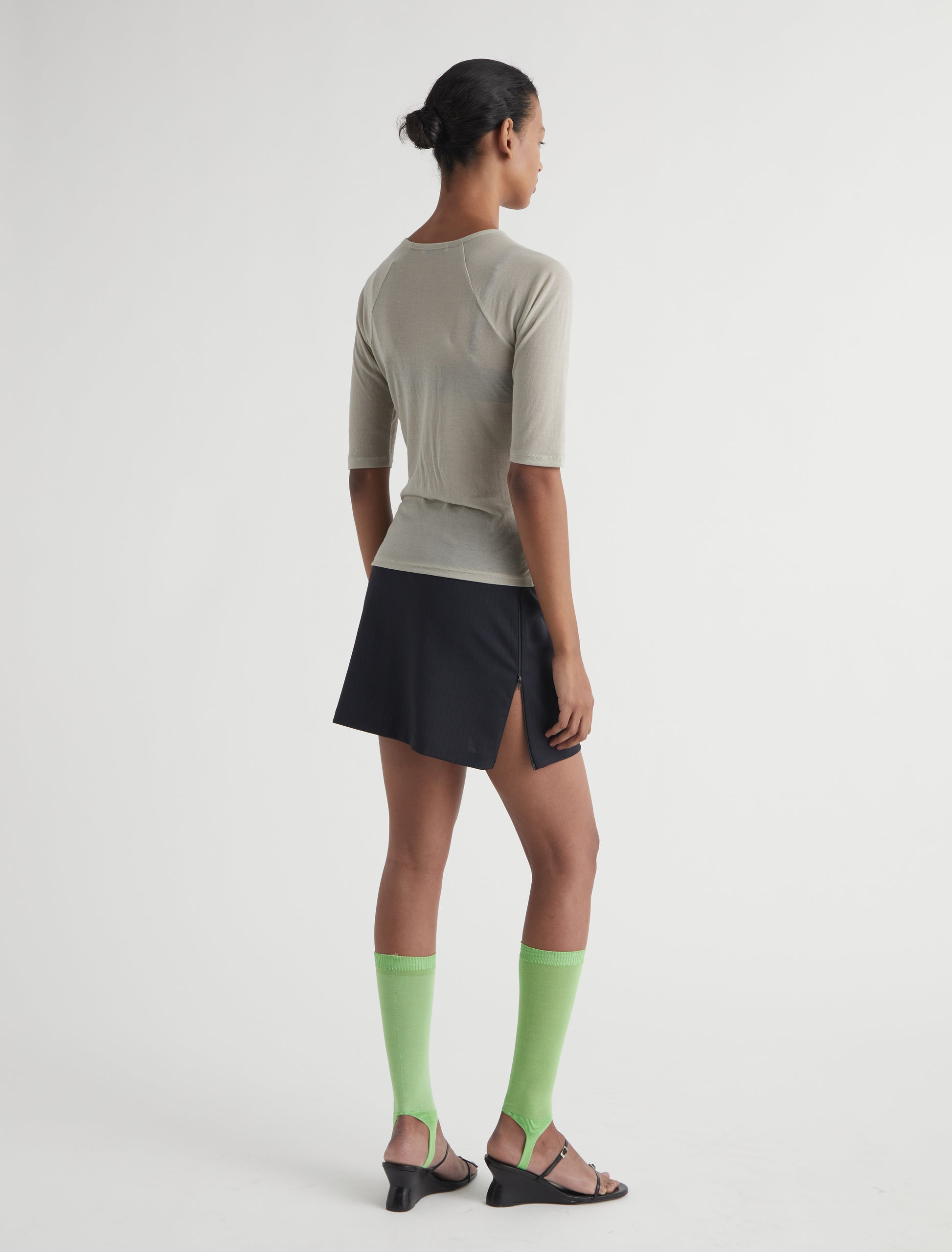 Long dina long fuseau style knitted socks green