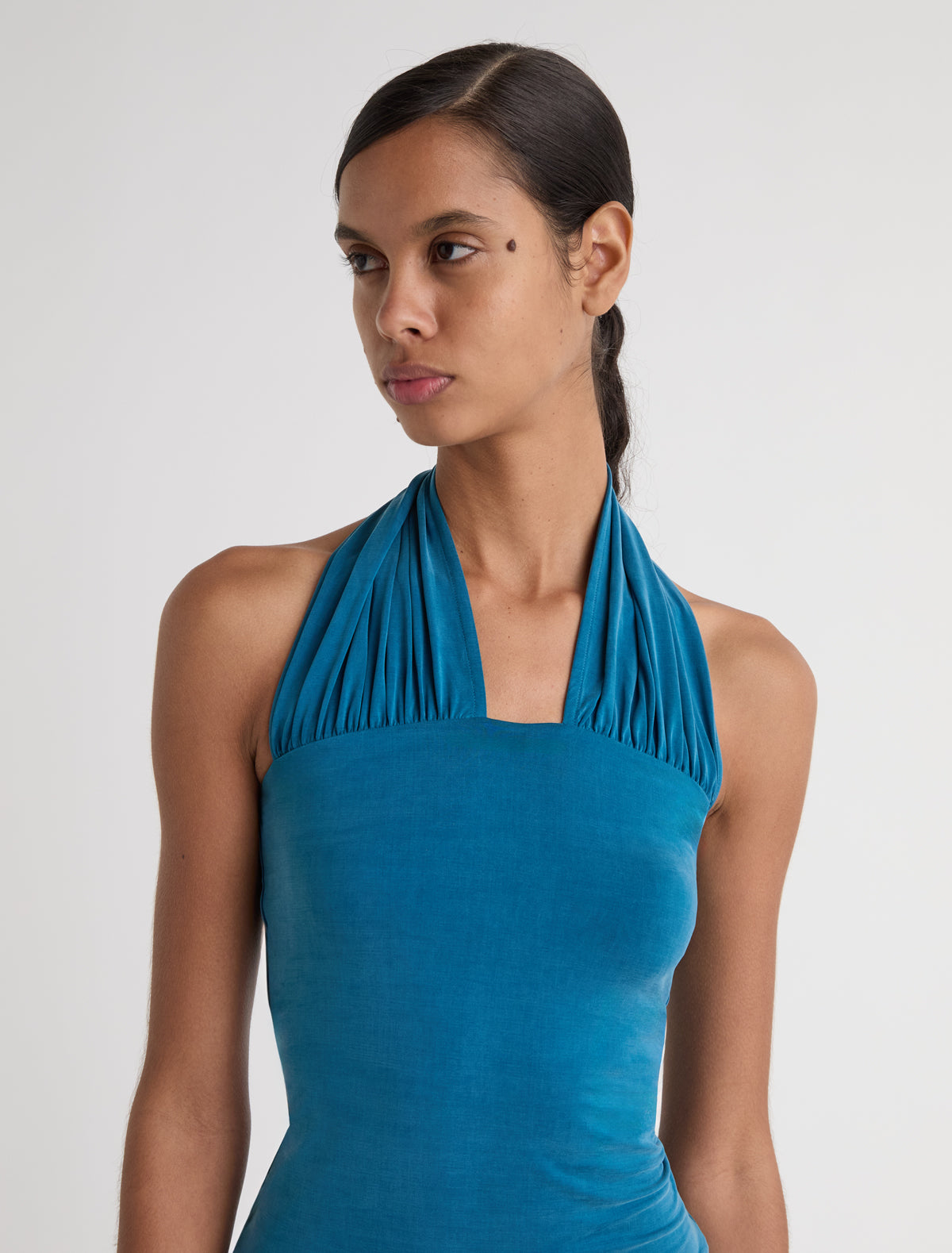 Rima halter neck top cut out detail blue