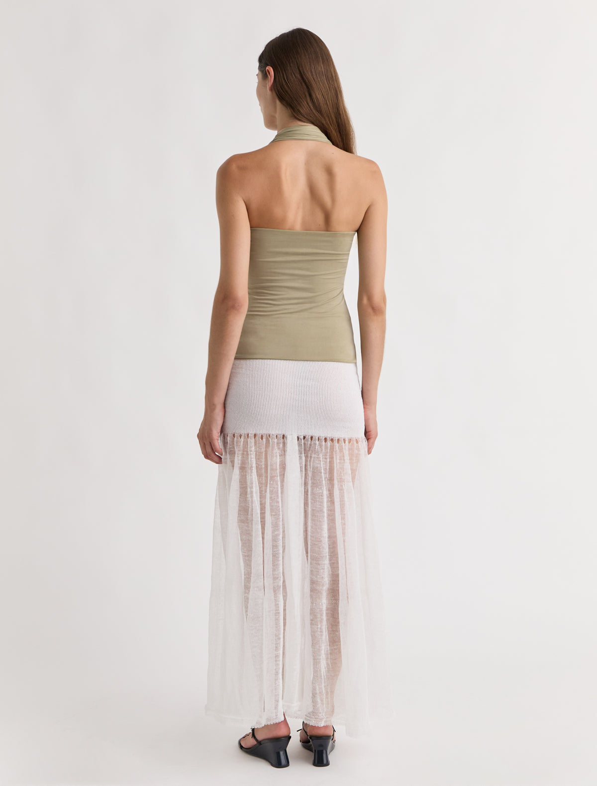 Rima halter neck top cut out detail khaki