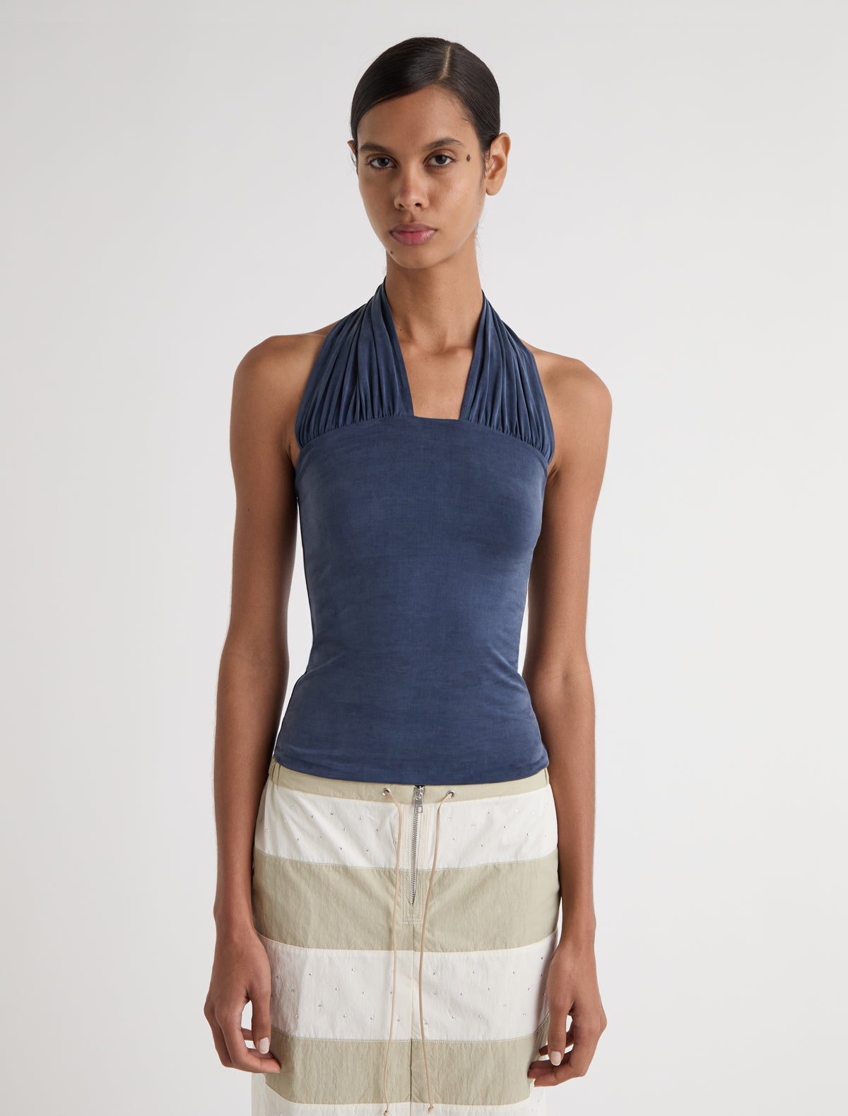 Rima halter neck top cut out detail navy