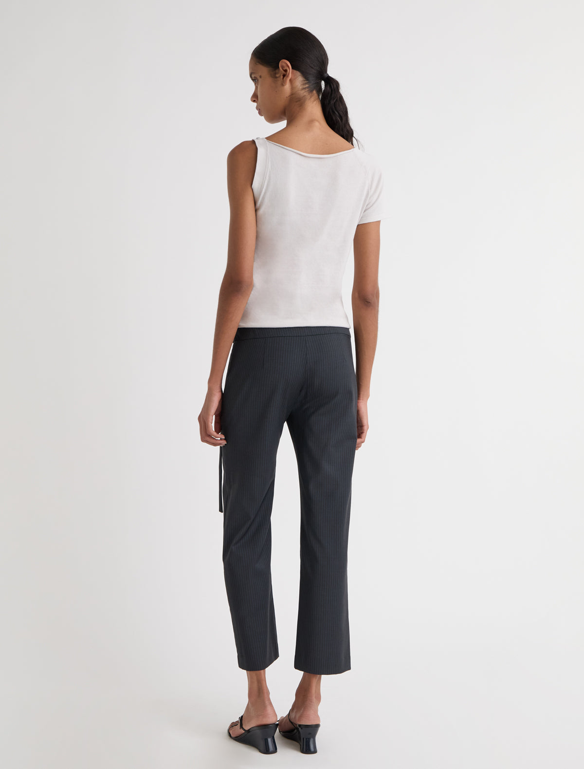 Samir asymmetrical top short sleeve one side sleeveless design grey