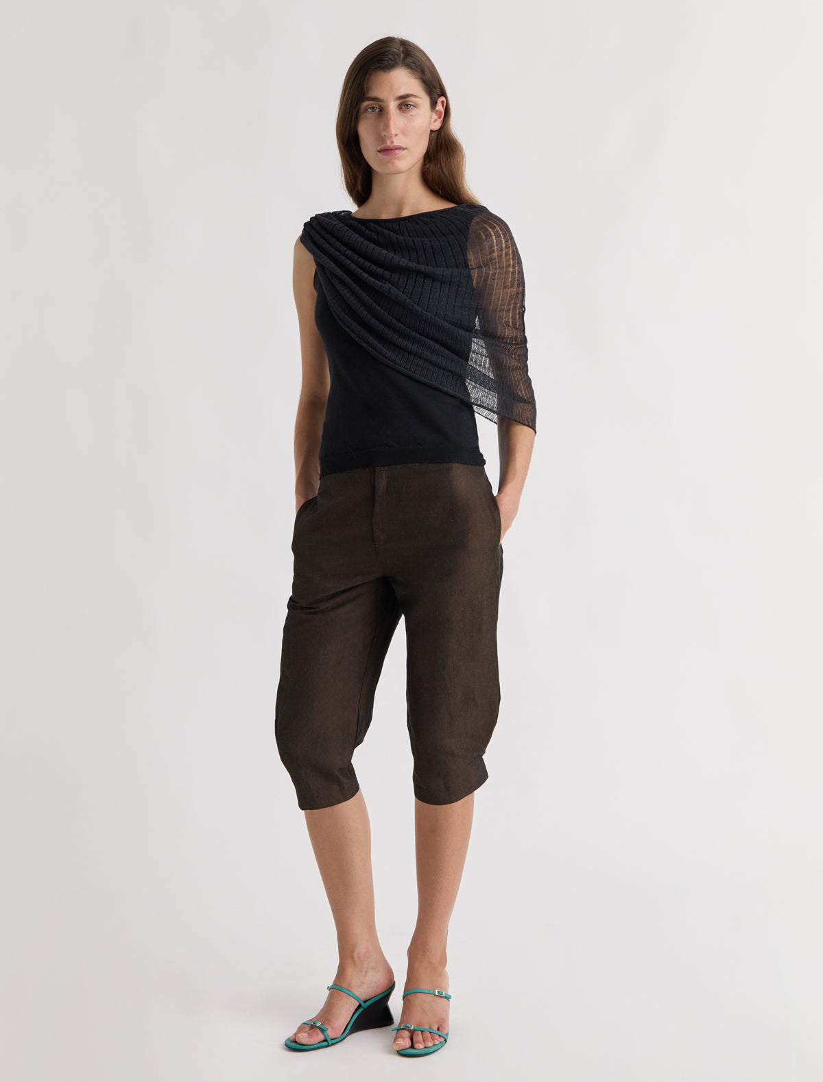 Saphira ii layered effect knitted top black