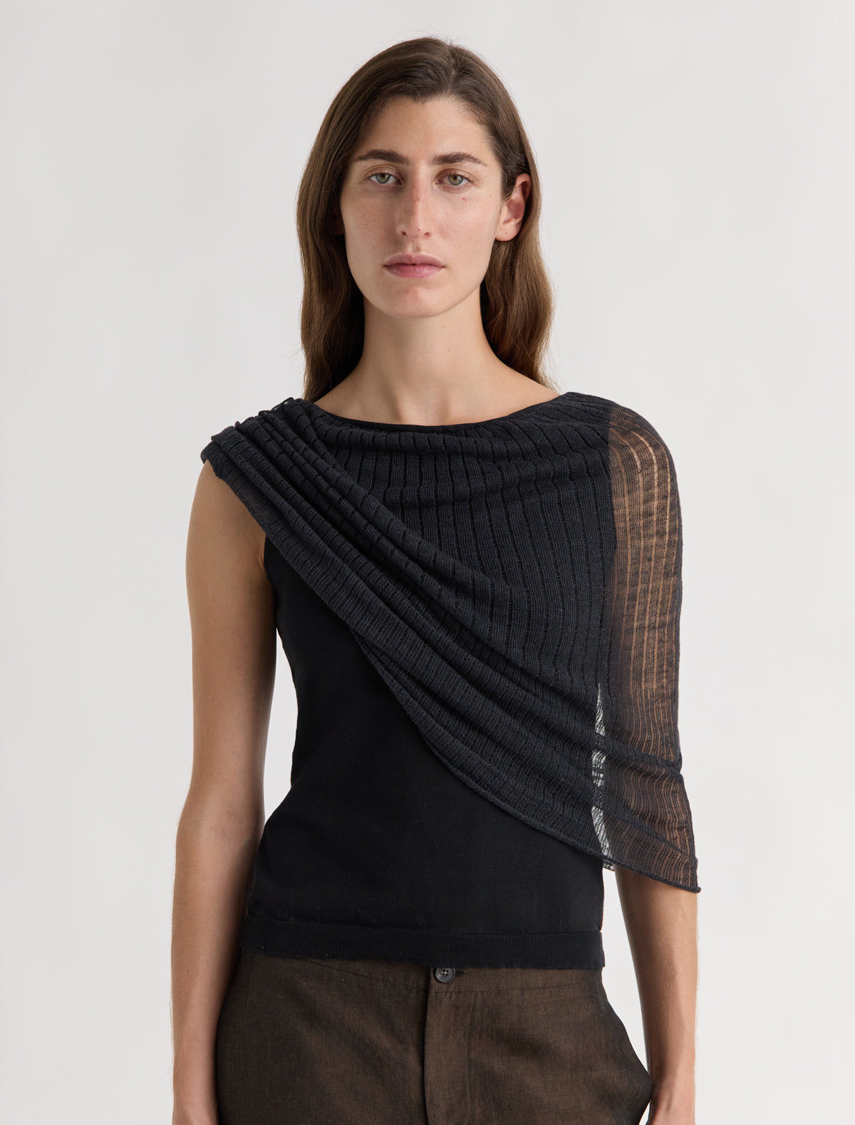 Saphira ii layered effect knitted top black