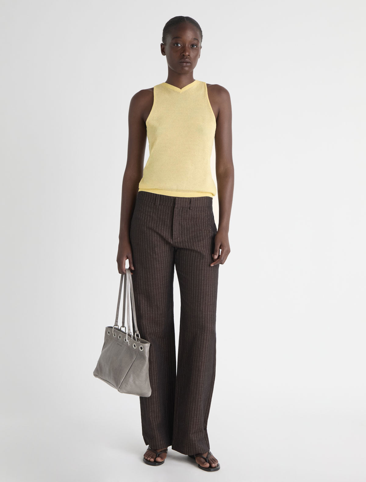 Sara ii sleeveless v neck knit top yellow