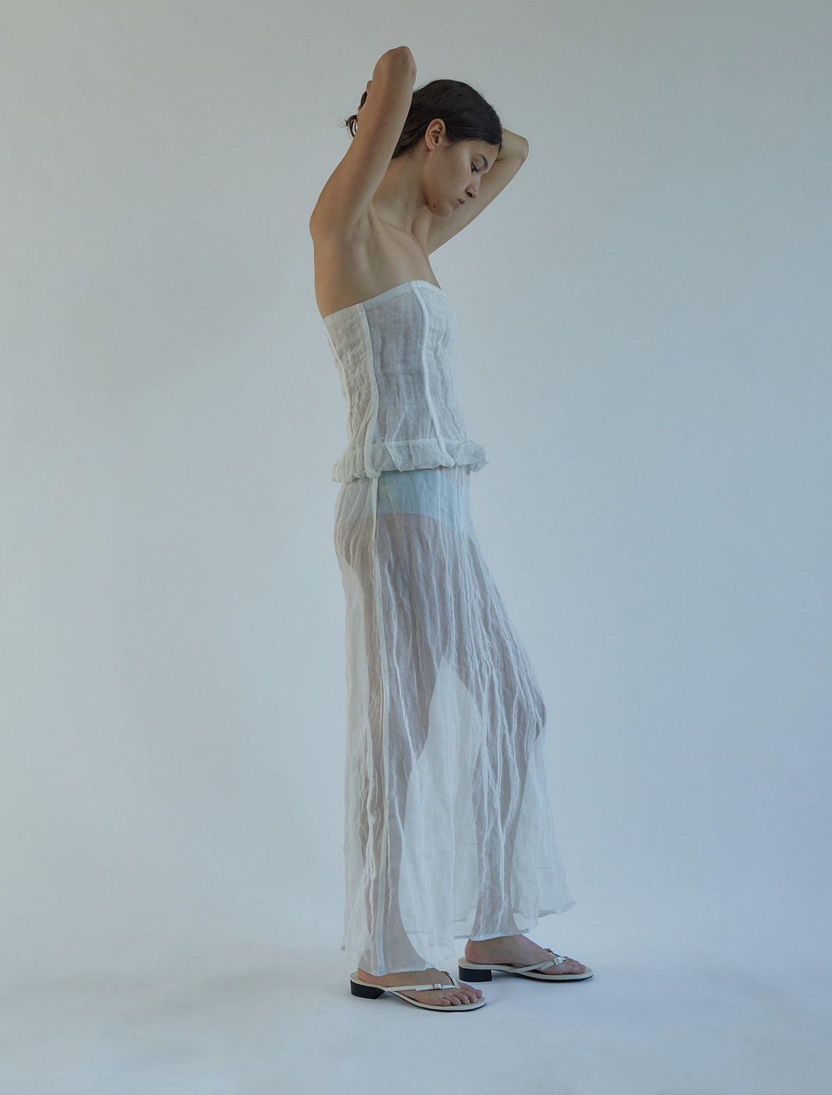 Mansi long dress two piece effect offwhite
