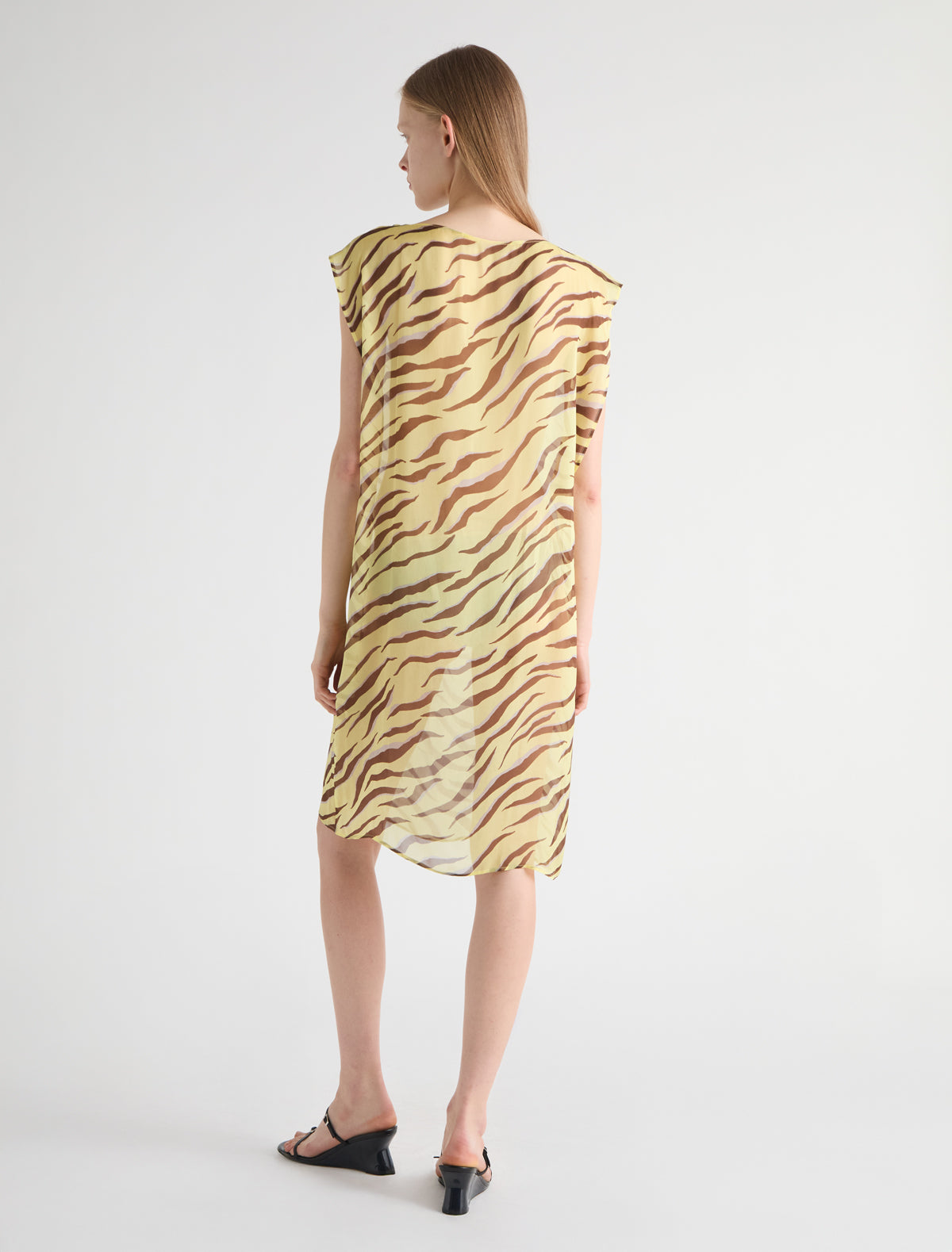 Bibbit long straight zebra print dress double position design yellow