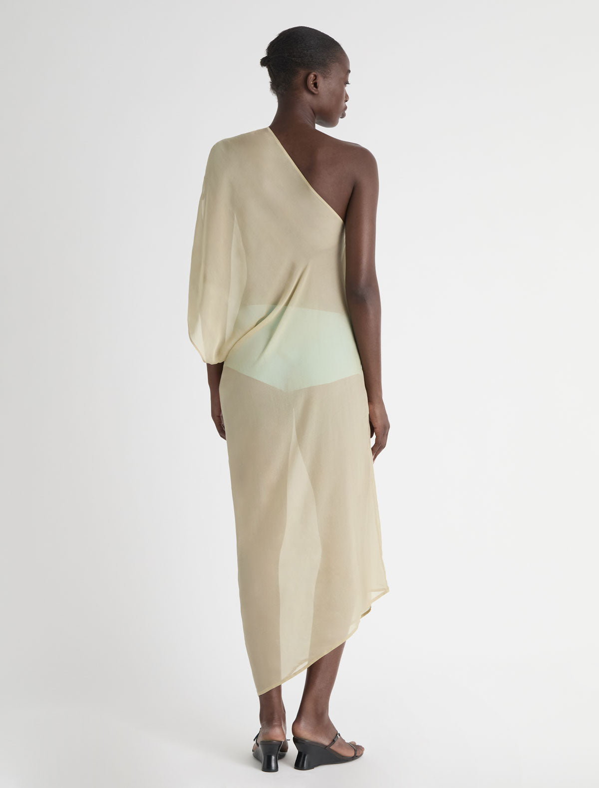 Long bibbit long straight dress double position design ecru