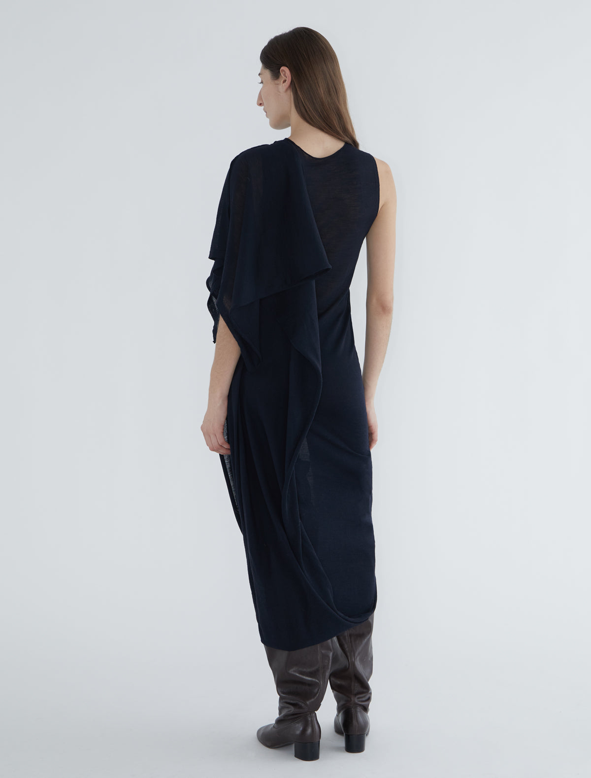 Willy multiposition sleeveless wool dress black