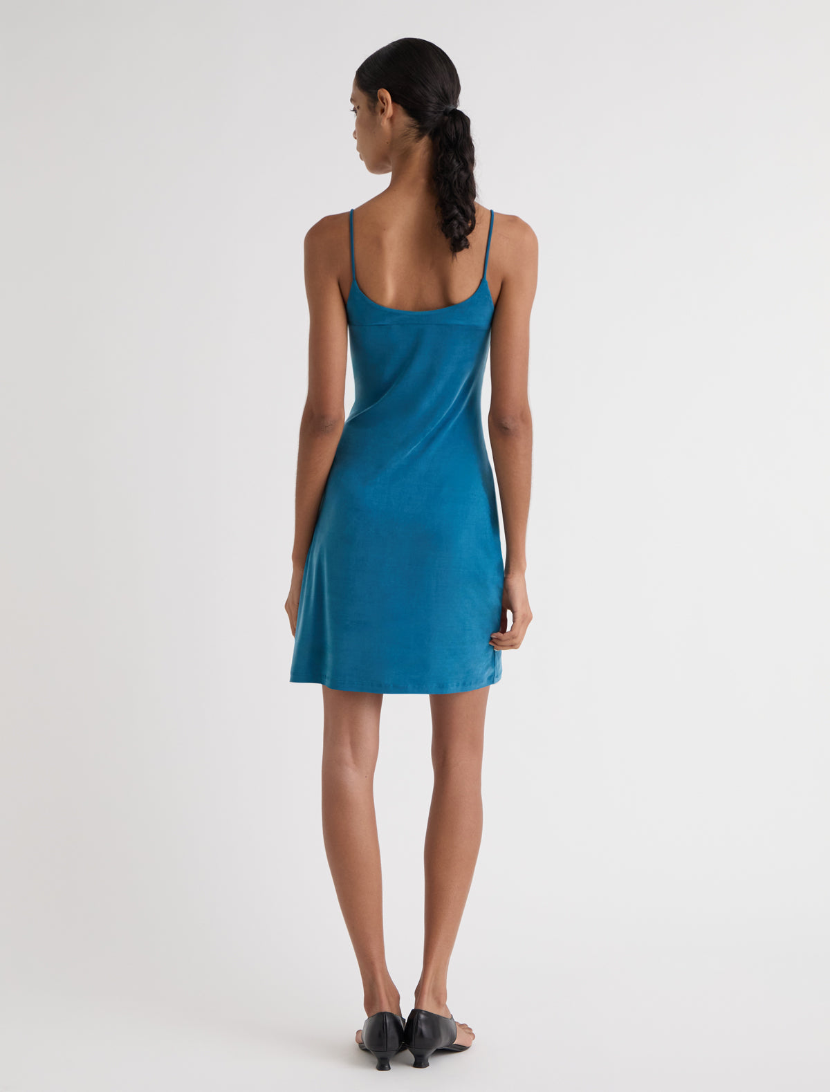 Zuno dress short strappy cupro dress cyan